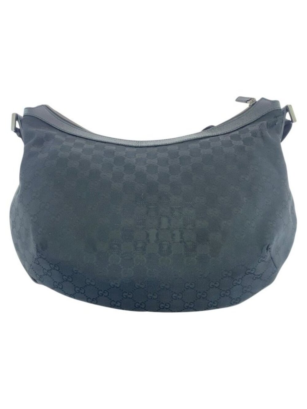 ★SOLD★ Gucci Black Silver GG Canvas Leather Crossbody Shoulder Bag - Picture 2 of 9